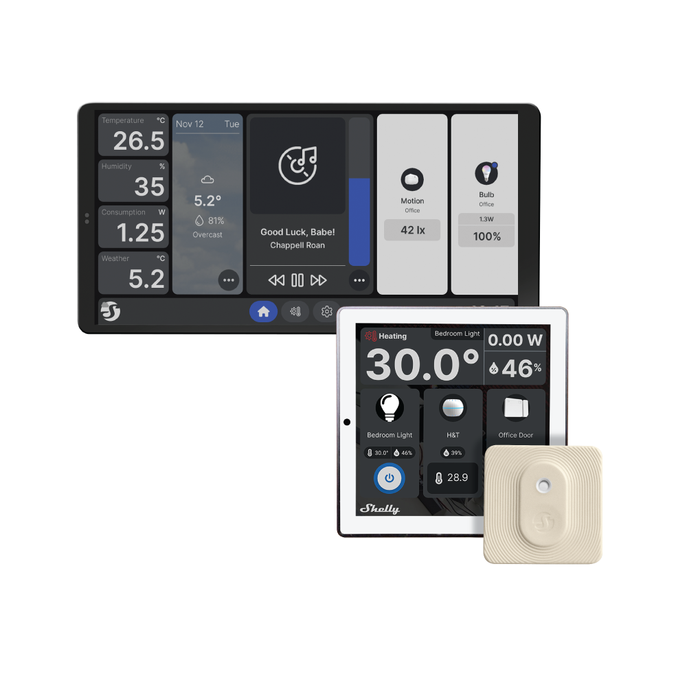 Shelly Wall Display X2 (银色) + Shelly Wall Display 白色 + BLU H&T 象牙白