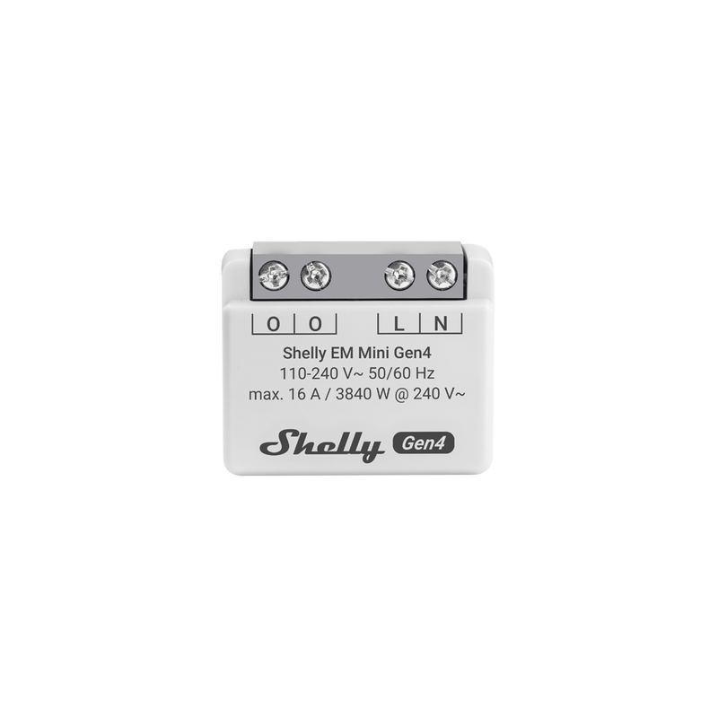 Shelly EM Mini Gen4 is a small form factor energy meter, designed as a small form factor power meter, allowing you to monitor the power consumption of connected devices.